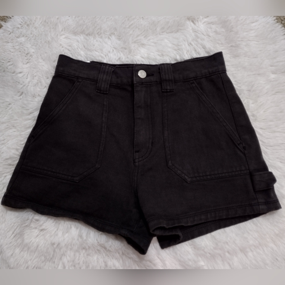 PacSun Black faded denim wash shorts size 26